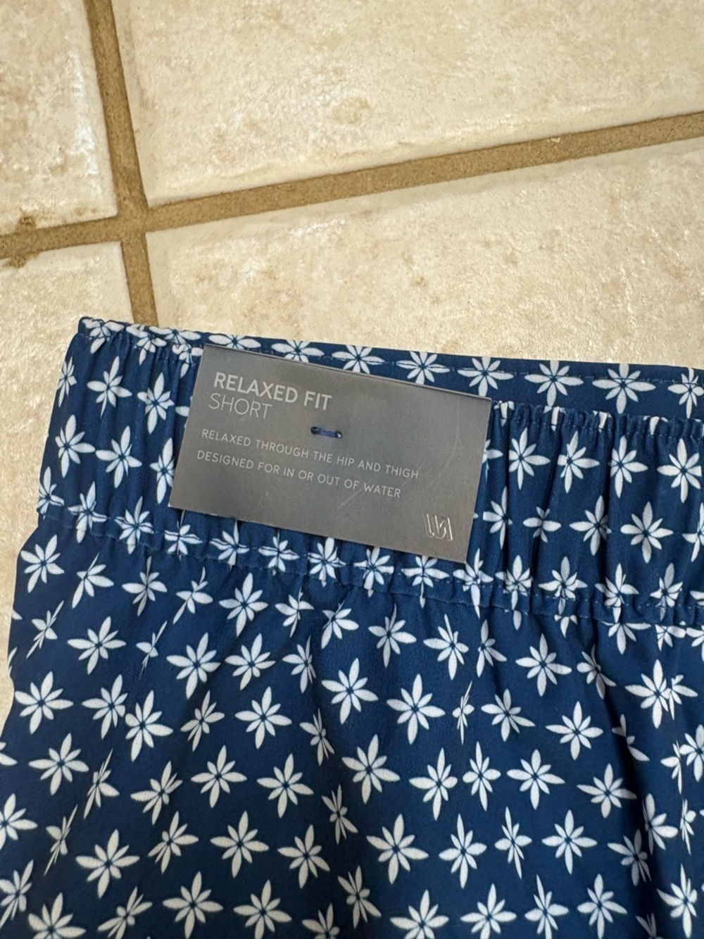 Men's VRST Navy Patterned Swim Shorts - Picture 4 of 6